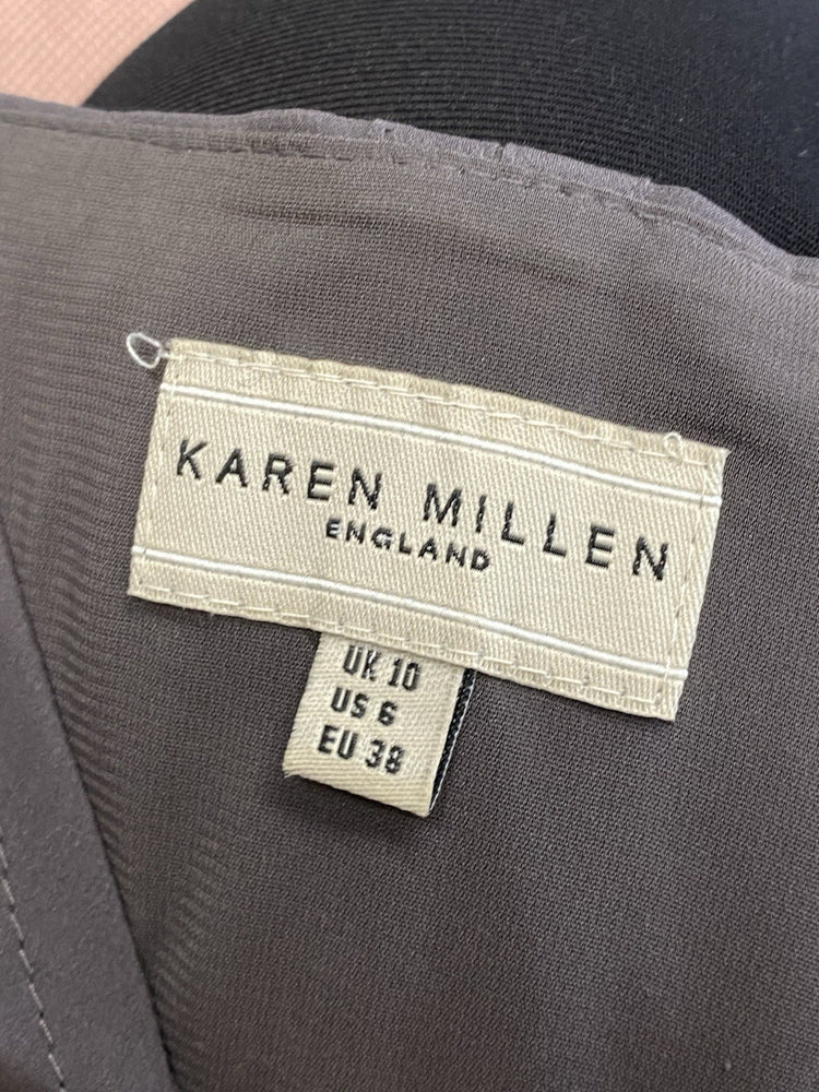 Gorgeous Karen Millen Tiered Strapless Grey Silk Dress UK 10 LD003