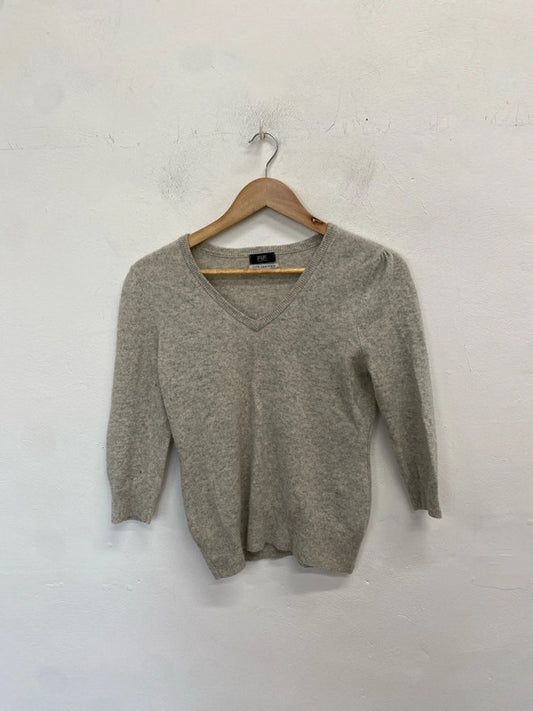 Stunning F&f beige cashmere 100% jumper knit UK 12 EC004