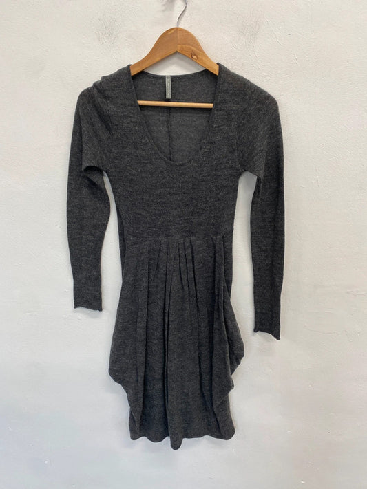 Stunning E.bryde grey alpaca long sleeve dress midi UK 10 SD002