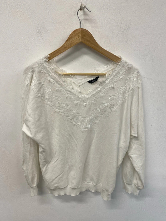 M&Co Elegant White Lace Detail Jumper UK 16 LR002