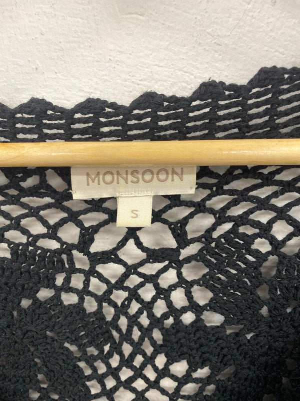 Monsoon Chic Black Crochet Layered Dress With Slip Size S LW005