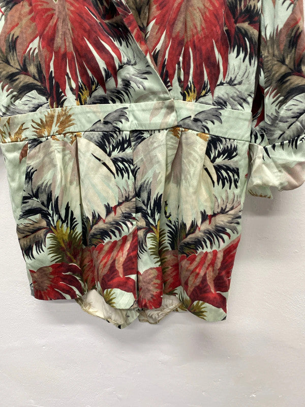 Fabulous Vintage Playsuit floral Hawaiian vibes uk8 NS003