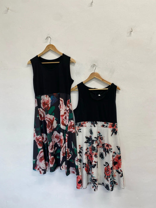 Lovely duo of unbranded floral dresses midi Uk L / XL JB005