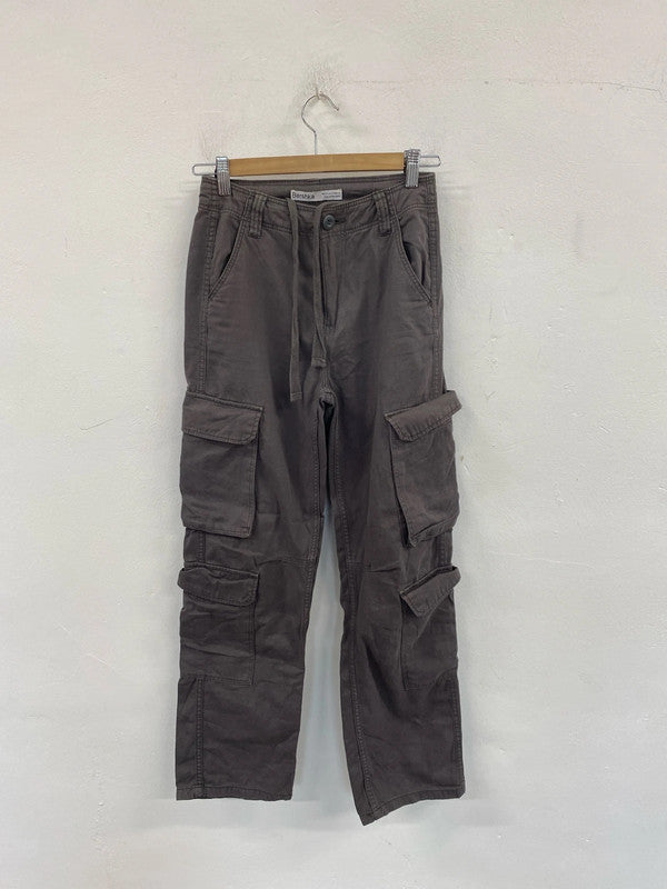 Bershka Trendy Grey Cargo Trousers UK 4 SD002