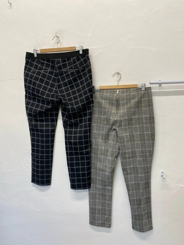 Fabulous duo of checked H&M slim fit trousers Uk16 W34 #26 KM003