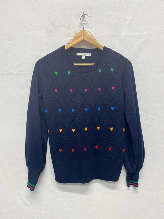 Fabulous Next super fine knit hearts jumper Uk S MA003