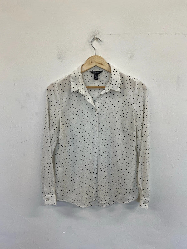 New Look Fabulous White & Black Polkadot Shirt UK 10 CJ001