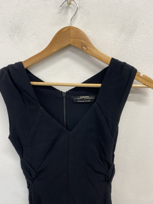 Stunning All Saints Ash Woven Dress In Black Midi UK 6 SD002