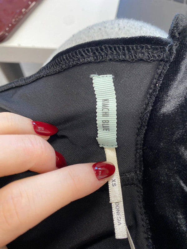 Lovely kimchi blue urban outfitters black velvet look open back mini dress UK XS AE001