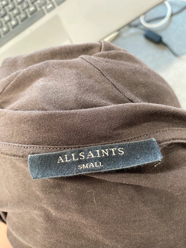 Stunning All Saints Amalia Dress Ruched Brown UK S JM007