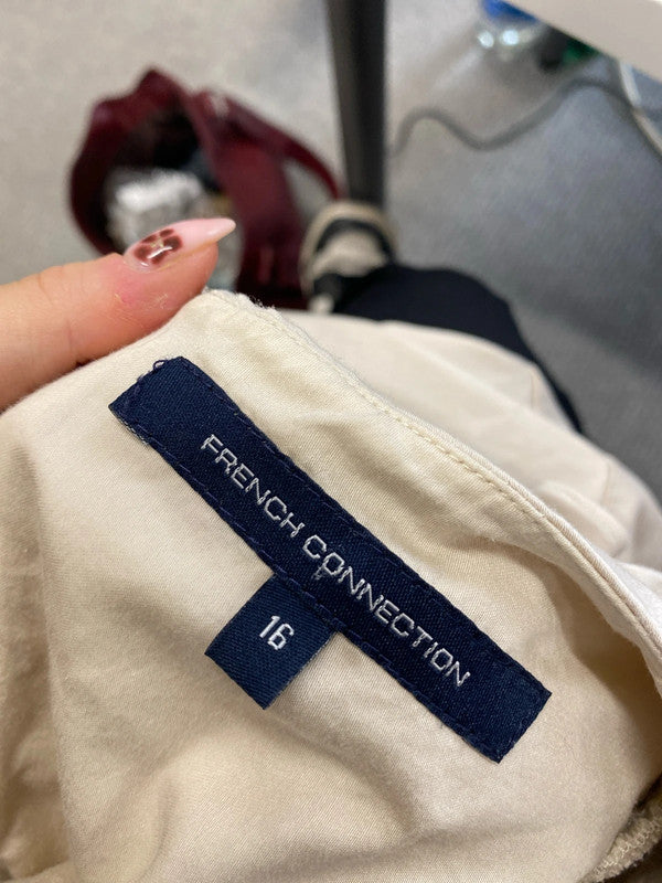 Stunning French connection ruffle sleeve cream mini dress UK 16 LG006