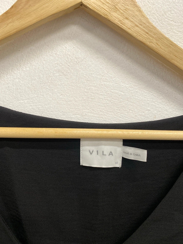 Stunning Vila dress black slip midi UK 14 LB001