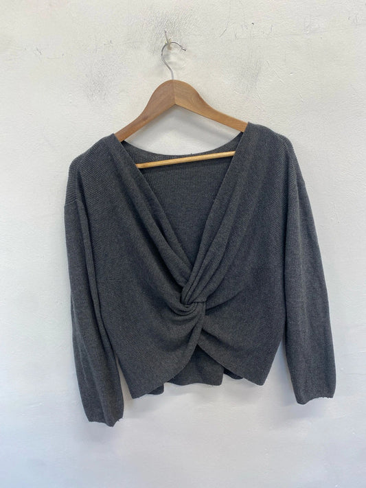 Lovely h&m grey knit twist back jumper UK S LH002