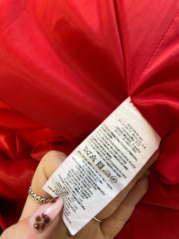 Lovely amitie red frill zip midi coat UK M MW001