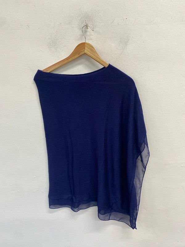 Lovely marble navy poncho shawl uk XS-S AE001