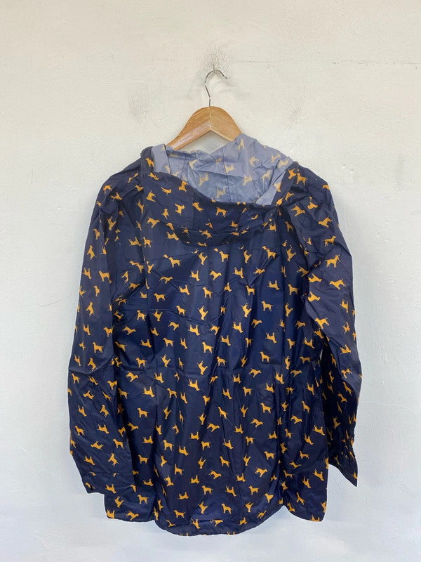 Cotton Traders Fabulous Navy Dog Print Waterproof Parka Size M LD003