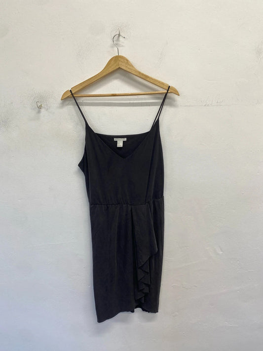Lovely h&m grey frill Strappy summers dress UK M JM005