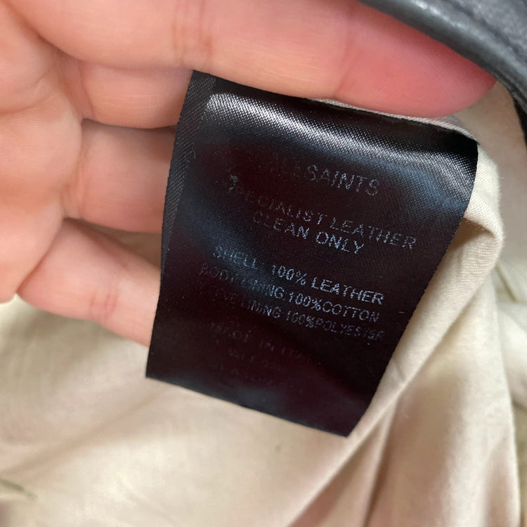 All Saints Stylish Vintage Black Leather Jacket UK 8 KM004