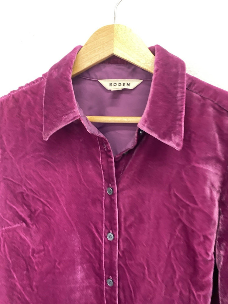 Stunning Boden Purple Velvet Look Shirt UK 12 HS002