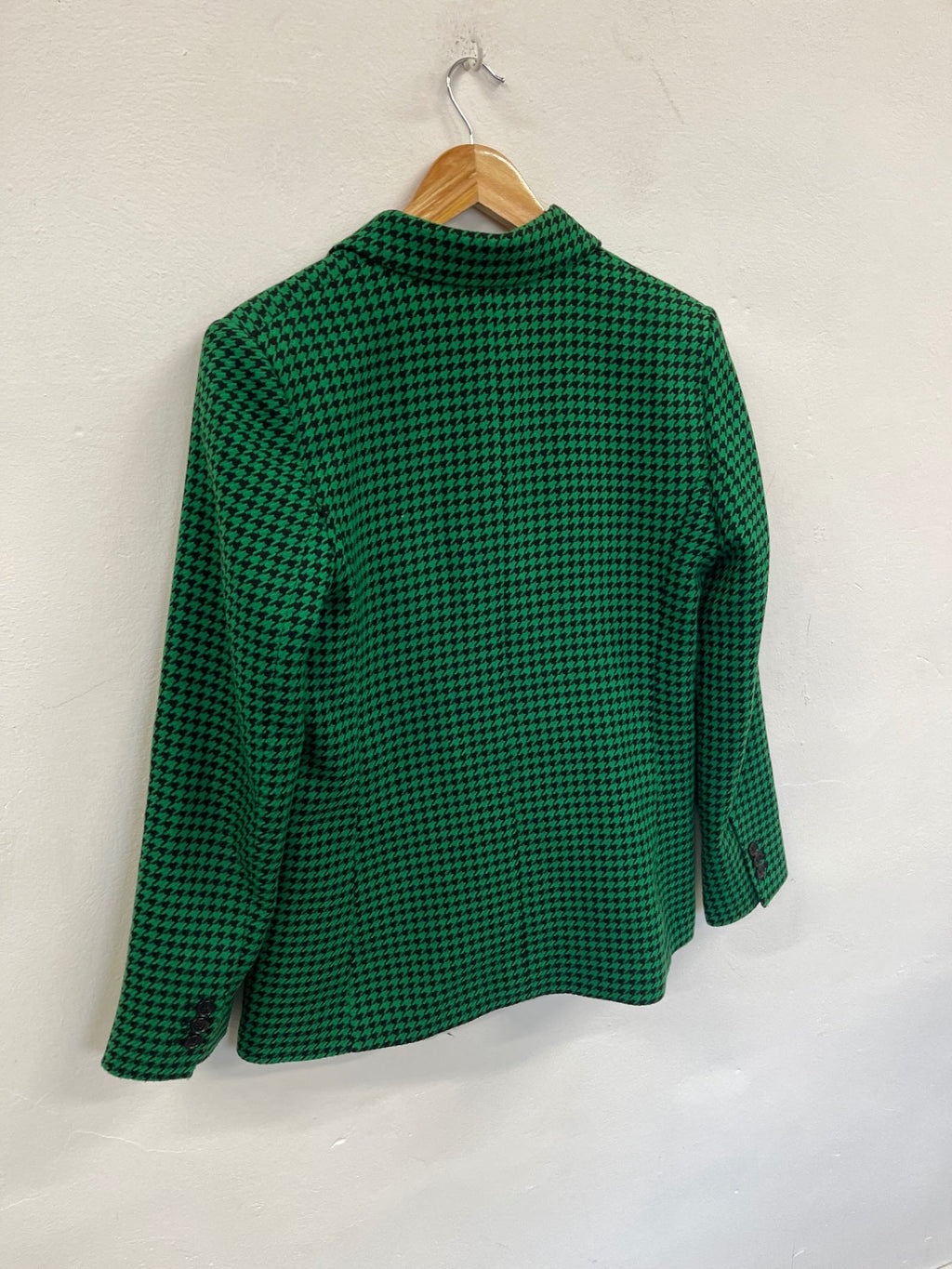 Fabulous MNG Houndstooth double breasted Blazer UkM Green & black KC528