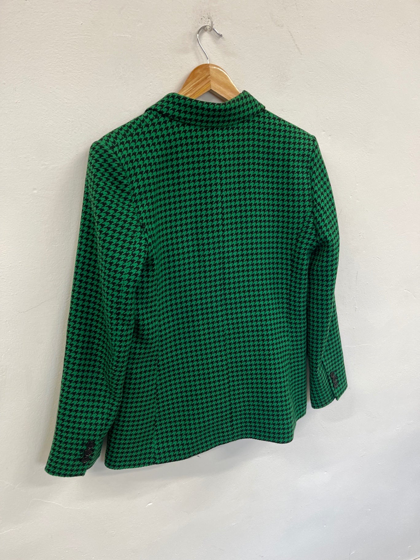 Fabulous MNG Houndstooth double breasted Blazer UkM Green & black KC528