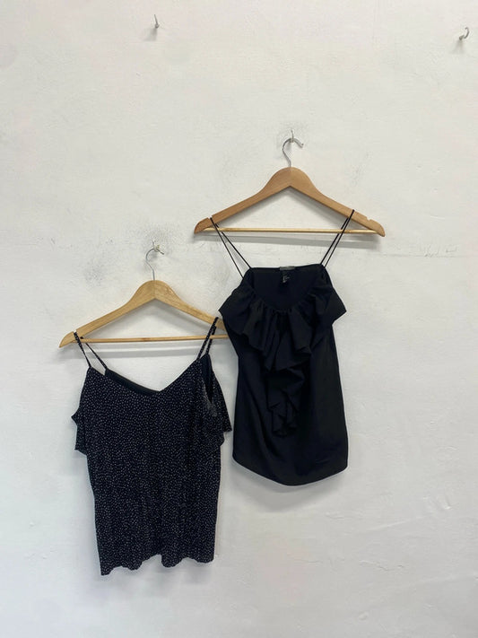 Lovely duo of frill black tops h&m new look #5 UK 10 JA001