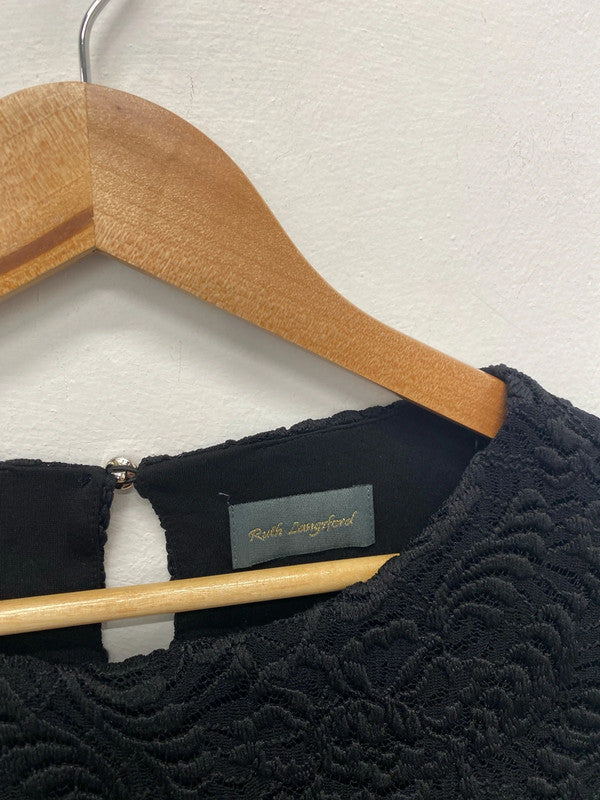 Fabulous Ruth Langsford Lace effect stretch black midi dress Uk12 MW001