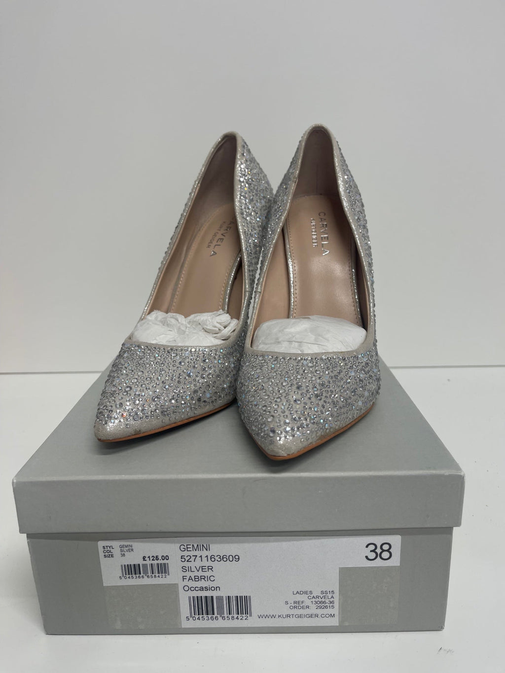 Stunning Carvela Gemini embellished Pumps & Heels UK5 Silver PP546