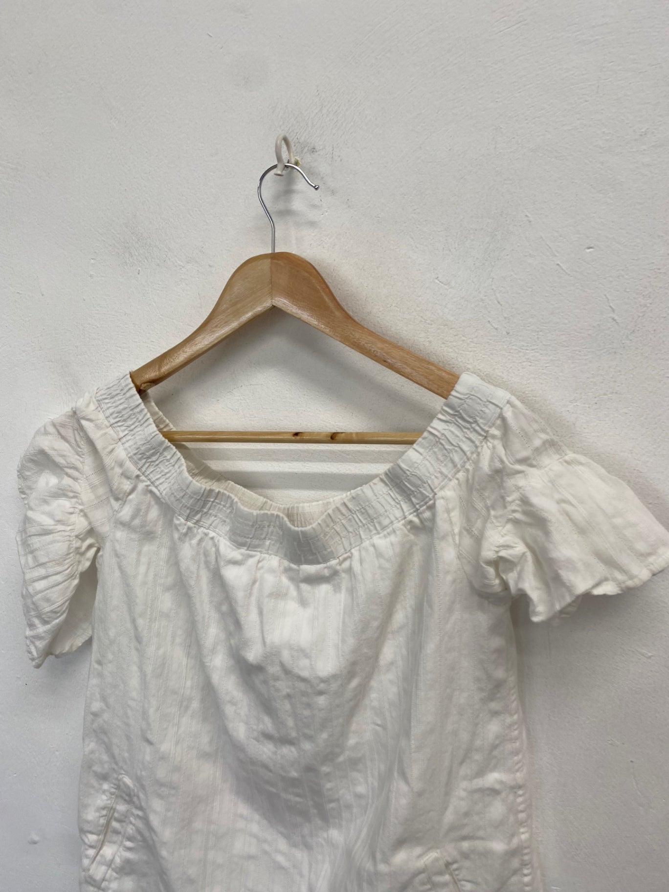 Stunning AllSaints adela Ali dress Mini dress Uk 10 White broderie off shoulder SD553
