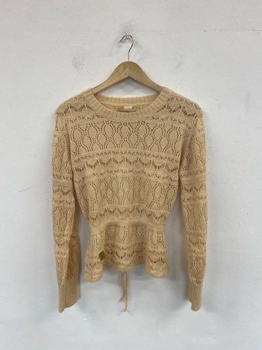 NKN Nekane Gorgeous Apricot Crochet Knit Jumper Size M MS002