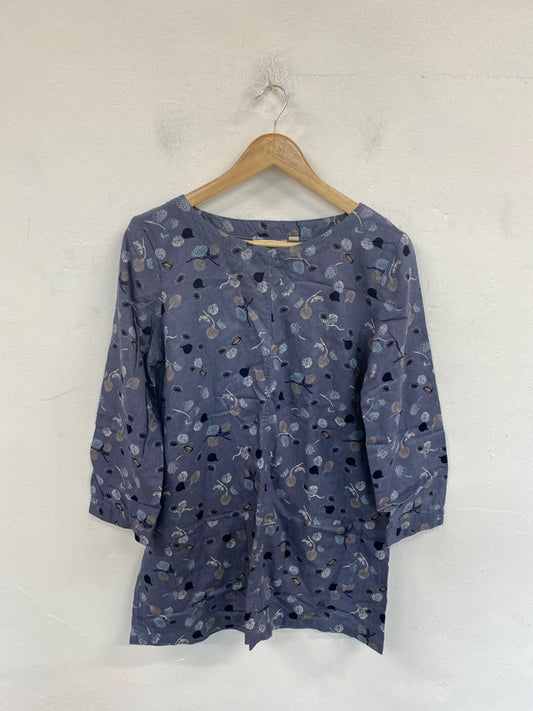 Lily & Me Lovely Slate Blue Botanical Pattern Tunic UK 12 MM005