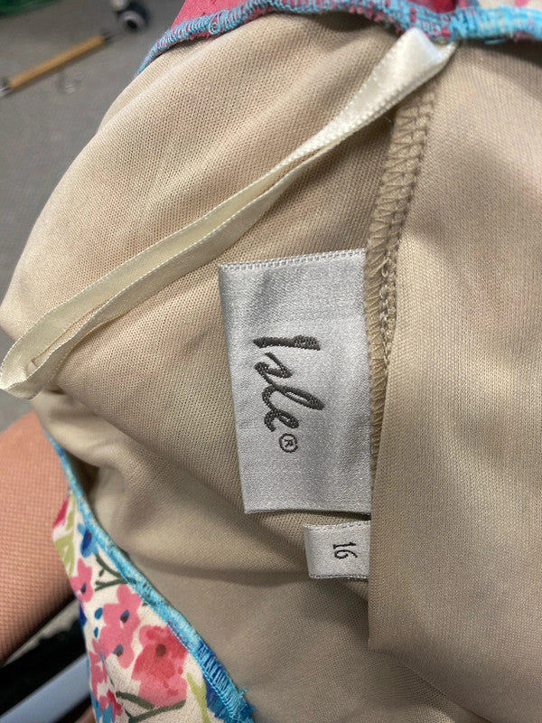 Stunning Edinburgh wooden mill isle floral chiffon midi skirt UK 16 IZ001