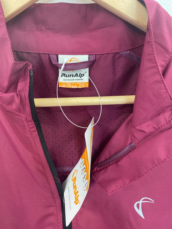 RunAlp Fab Burgundy Packable Windbreaker Coat Size L FH001