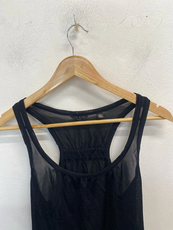 Lovely ted baker black semi sheer vest top UK XS LH002