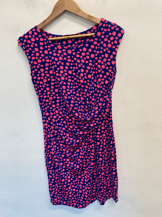 Stunning preppy blue pink neon spotted mini dress UK S LW005