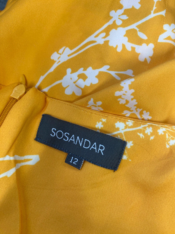 Stunning sosandar floral tunic yellow top UK 12 LW005