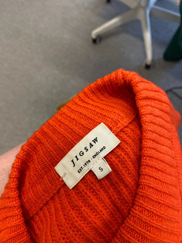 Lovely Jigsaw Orange Wool Cash Blend Jumper UK S RF001