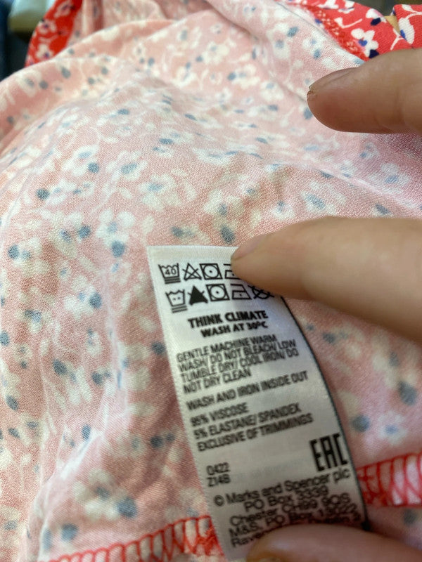 Fabulous Coral pink Reds jersey orients vibes dress M&S Uk16 GW001