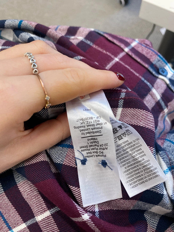Fabulous primark checked shirt burgundy UK S GK002