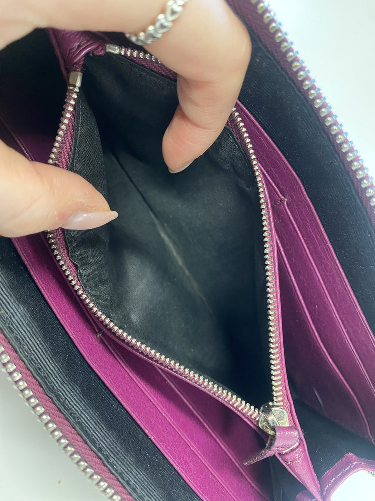 Lovely Mulberry Large Clutch Zip Around Purse in Fuchsia Leather One Size JP001