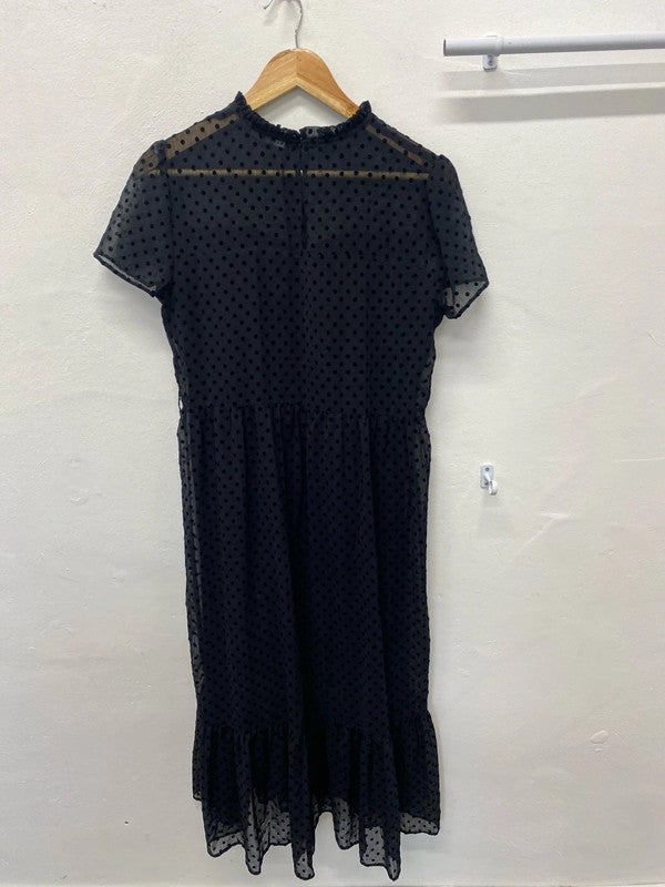 Fabulous black spotty smock dress mesh overlay from Zara UkM LB005