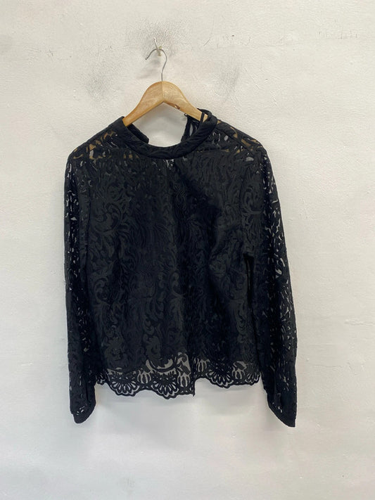 Lovely m&s black lace underlayer blouse UK 14 LB005