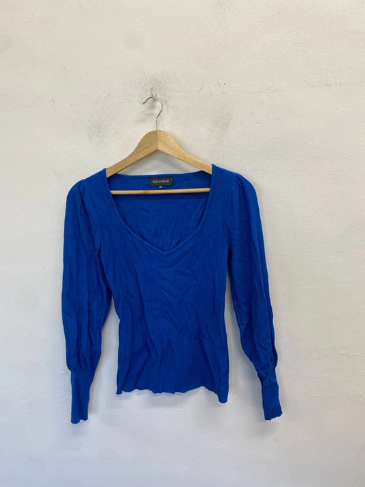 Fabulous sosandar blue long sleeve top ribbed UK 10 JM005