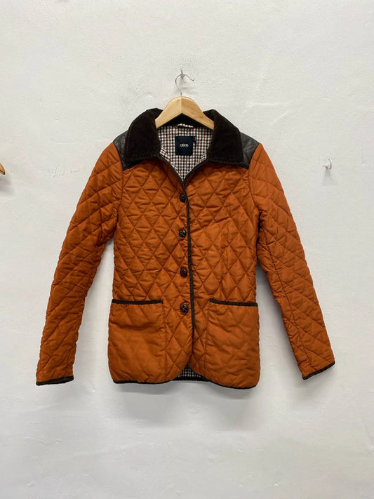 Classic Asos Burnt Orange quilted jacket Uk10 NS003