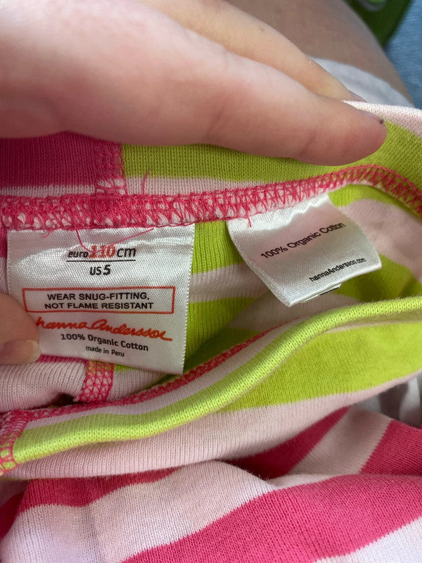 Hanna Andersson Cute Pink & Green Stripe Cord 5 Years EL001