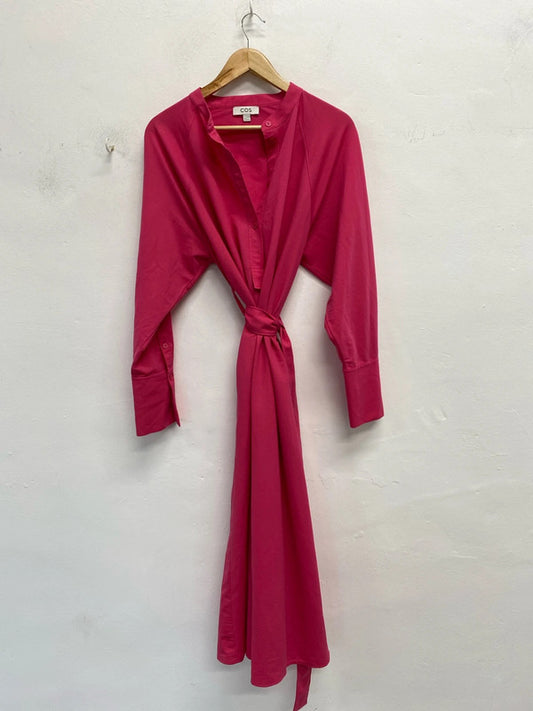 Amazing Cos Cerise Pink oversized loose fit midi shirt dress UkS KD001