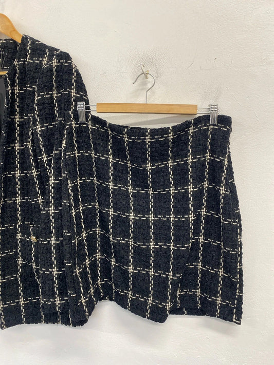Lovely et vouz black white checked coord blazer skirt UK AO001