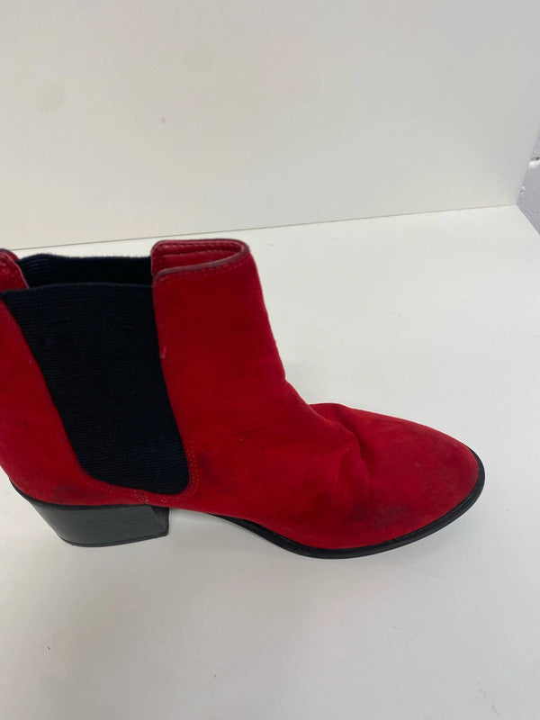 Fab M&S Insolia Red faux Suede ankle boots block heel UK6 SG090