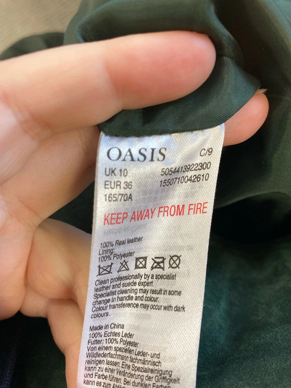 Oasis Gorgeous Forest Green Suede Mini Skirt UK 10 JM005