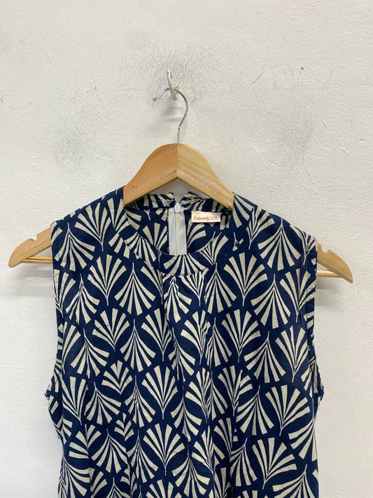 Lovely rajrang blue cream geometric mini dress UK 8-10 MM005